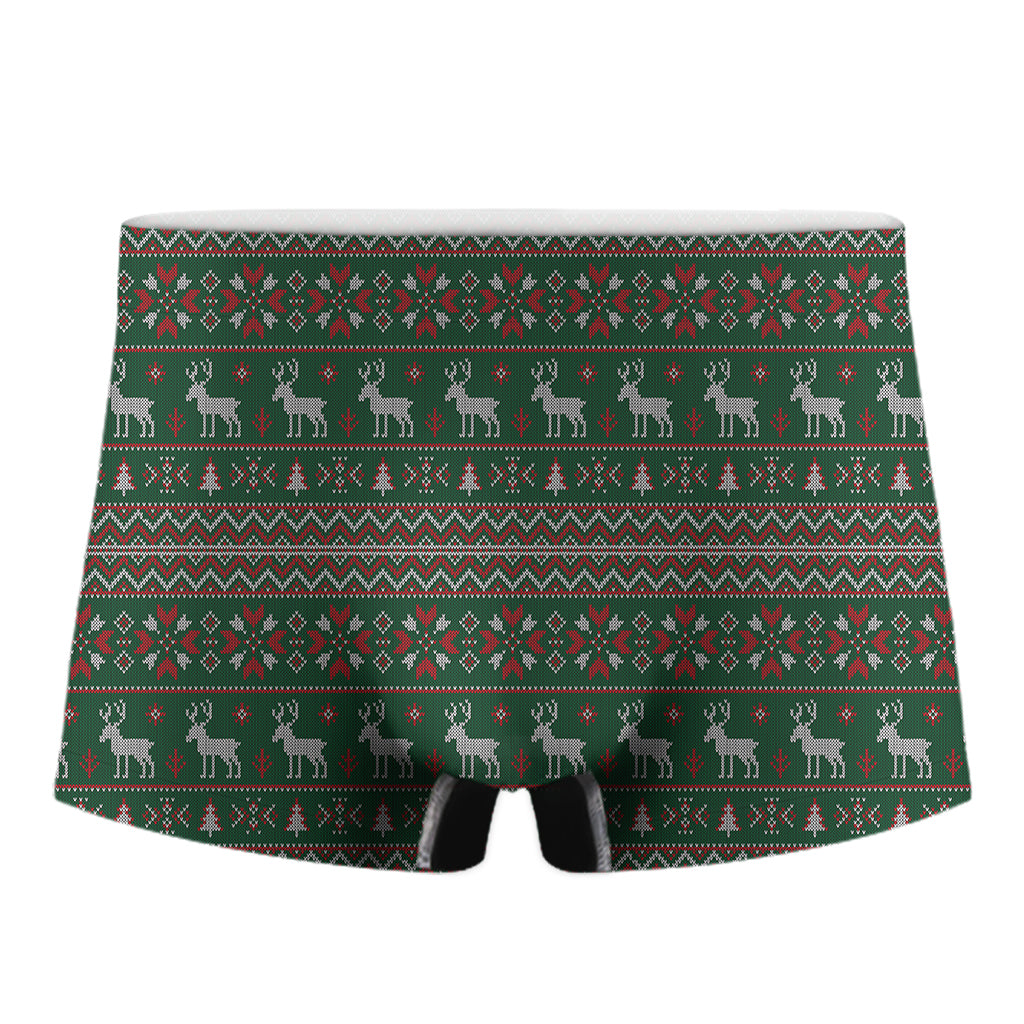 Christmas Holiday Knitted Pattern Print Men's Boxer Briefs