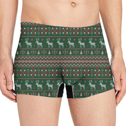 Christmas Holiday Knitted Pattern Print Men's Boxer Briefs