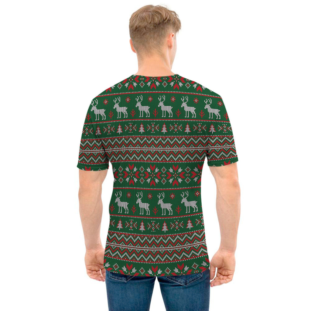 Christmas Holiday Knitted Pattern Print Men's T-Shirt