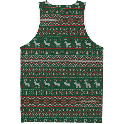 Christmas Holiday Knitted Pattern Print Men's Tank Top