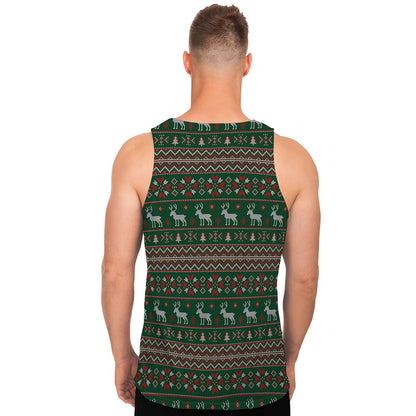 Christmas Holiday Knitted Pattern Print Men's Tank Top