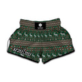 Christmas Holiday Knitted Pattern Print Muay Thai Boxing Shorts
