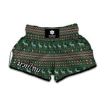 Christmas Holiday Knitted Pattern Print Muay Thai Boxing Shorts