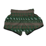 Christmas Holiday Knitted Pattern Print Muay Thai Boxing Shorts