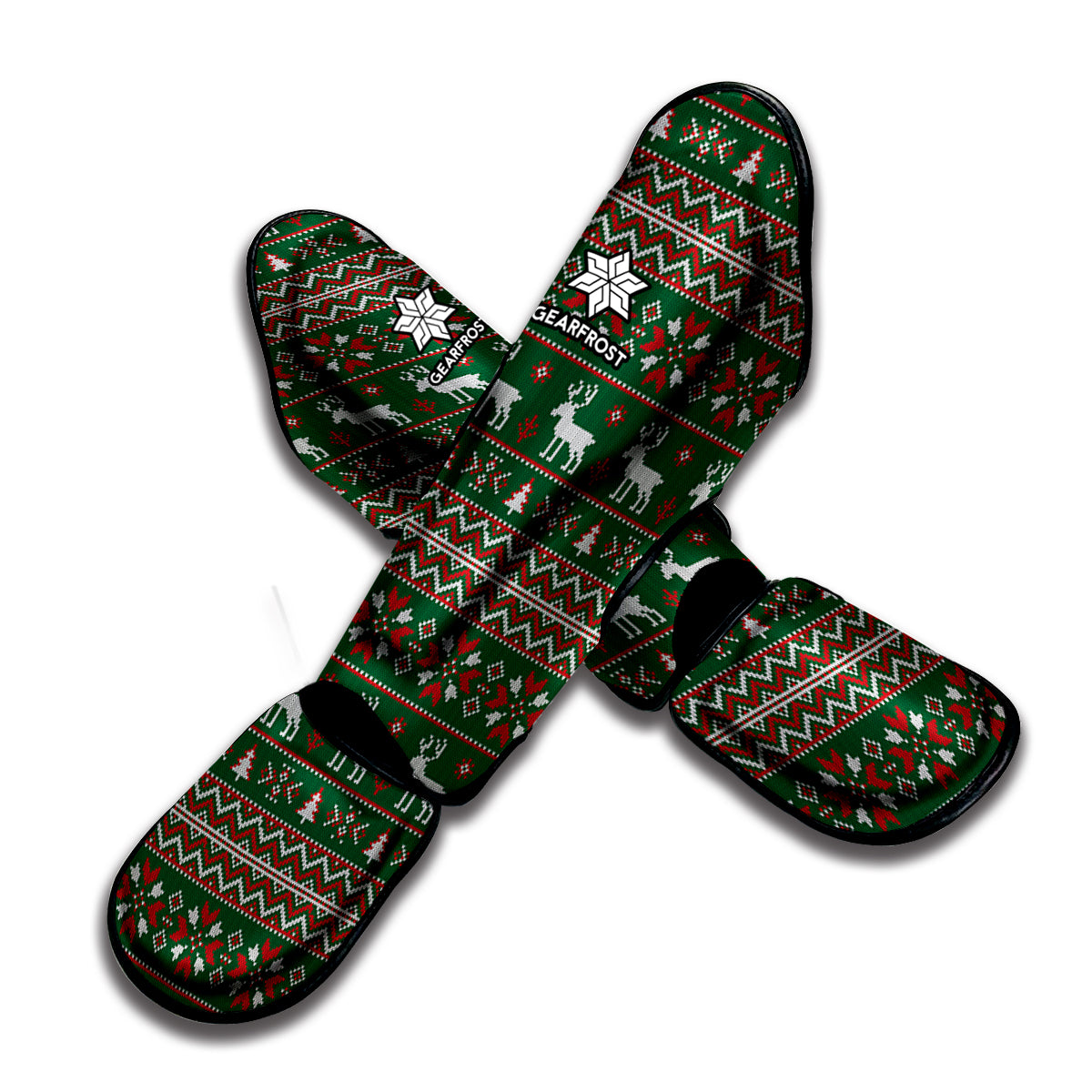 Christmas Holiday Knitted Pattern Print Muay Thai Shin Guard