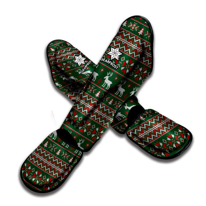 Christmas Holiday Knitted Pattern Print Muay Thai Shin Guard