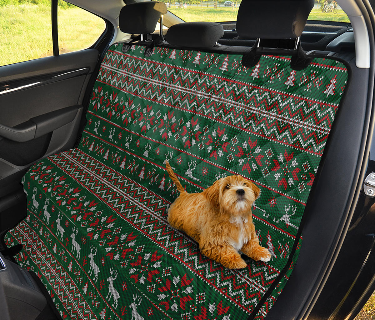 Christmas Holiday Knitted Pattern Print Pet Car Back Seat Cover