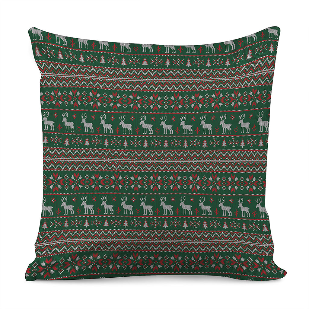 Christmas Holiday Knitted Pattern Print Pillow Cover