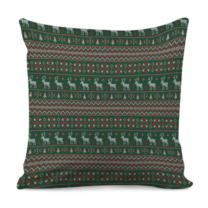 Christmas Holiday Knitted Pattern Print Pillow Cover