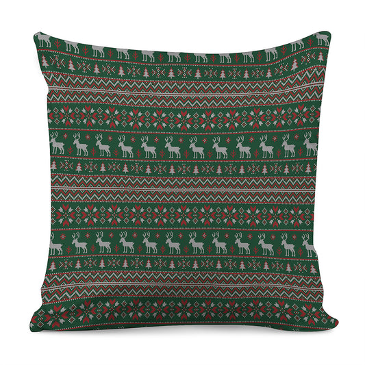 Christmas Holiday Knitted Pattern Print Pillow Cover