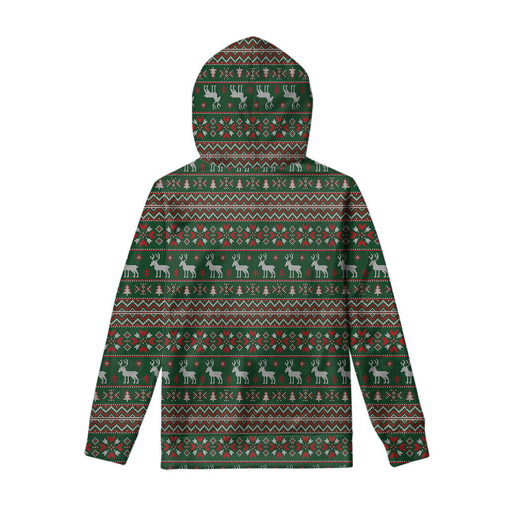 Christmas Holiday Knitted Pattern Print Pullover Hoodie