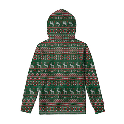 Christmas Holiday Knitted Pattern Print Pullover Hoodie