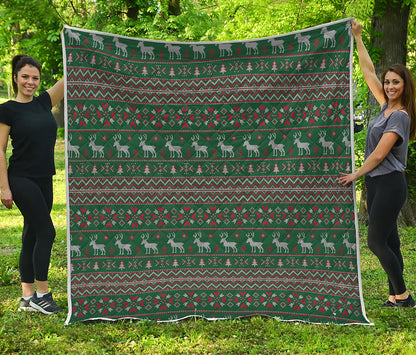 Christmas Holiday Knitted Pattern Print Quilt