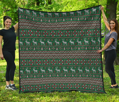 Christmas Holiday Knitted Pattern Print Quilt