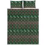 Christmas Holiday Knitted Pattern Print Quilt Bed Set