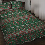 Christmas Holiday Knitted Pattern Print Quilt Bed Set