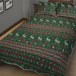 Christmas Holiday Knitted Pattern Print Quilt Bed Set