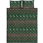 Christmas Holiday Knitted Pattern Print Quilt Bed Set