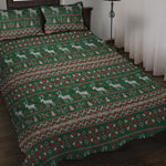 Christmas Holiday Knitted Pattern Print Quilt Bed Set