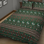 Christmas Holiday Knitted Pattern Print Quilt Bed Set