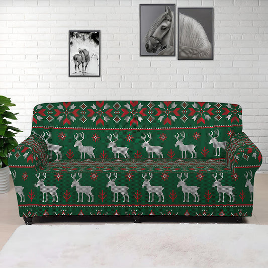 Christmas Holiday Knitted Pattern Print Sofa Cover