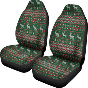 Christmas Holiday Knitted Pattern Print Universal Fit Car Seat Covers