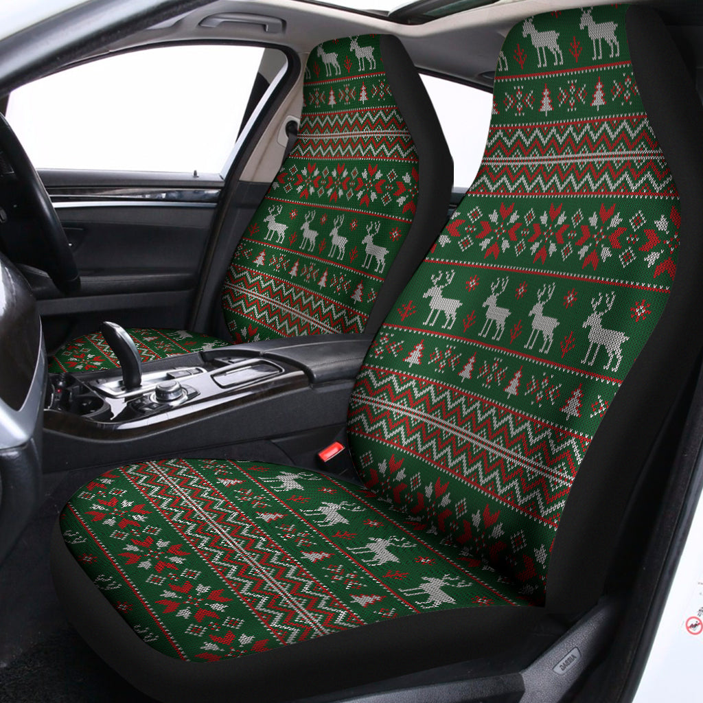 Christmas Holiday Knitted Pattern Print Universal Fit Car Seat Covers