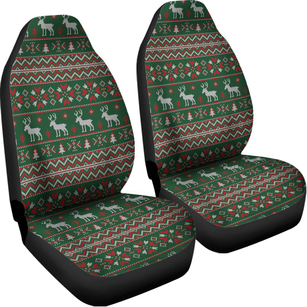 Christmas Holiday Knitted Pattern Print Universal Fit Car Seat Covers