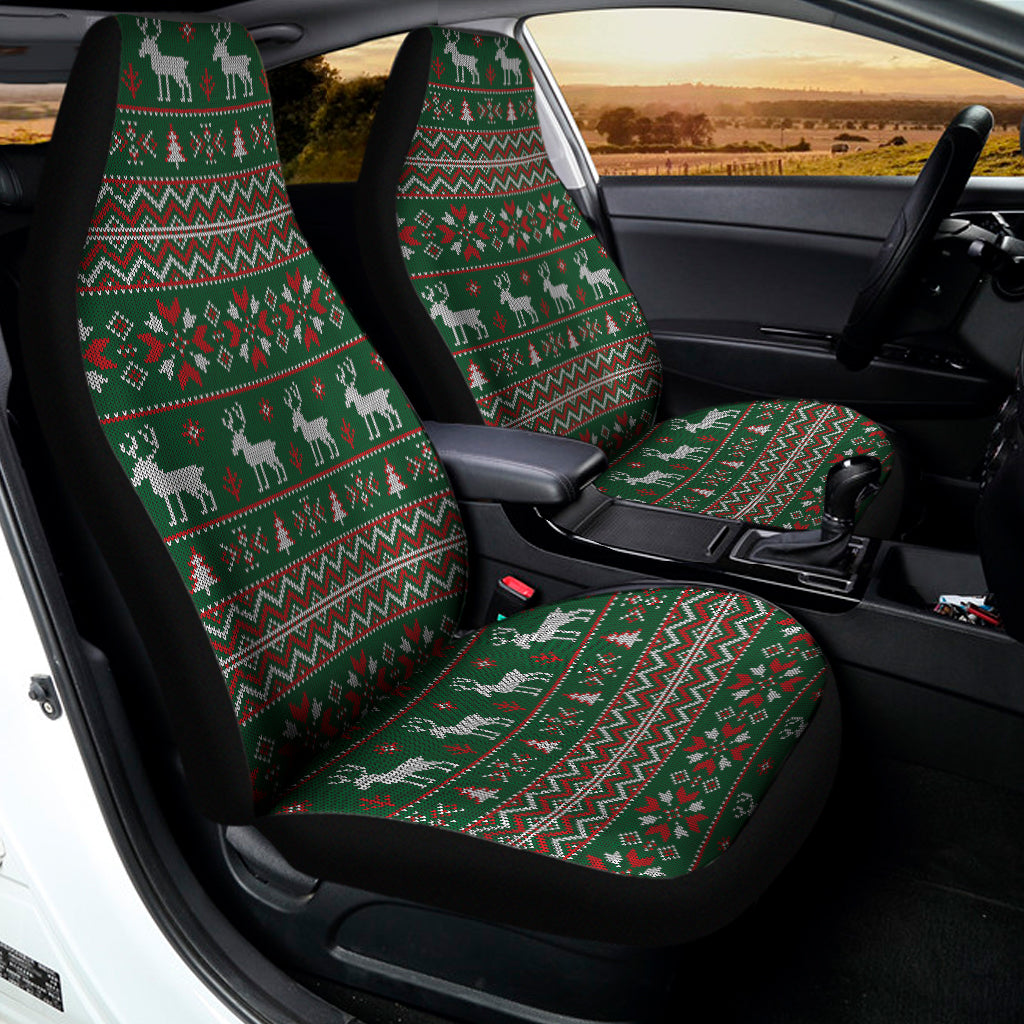 Christmas Holiday Knitted Pattern Print Universal Fit Car Seat Covers