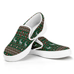 Christmas Holiday Knitted Pattern Print White Slip On Shoes