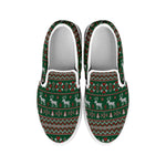 Christmas Holiday Knitted Pattern Print White Slip On Shoes