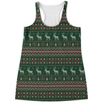 Christmas Holiday Knitted Pattern Print Women's Racerback Tank Top