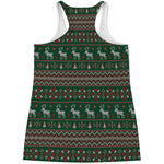 Christmas Holiday Knitted Pattern Print Women's Racerback Tank Top