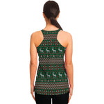 Christmas Holiday Knitted Pattern Print Women's Racerback Tank Top