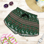 Christmas Holiday Knitted Pattern Print Women's Shorts