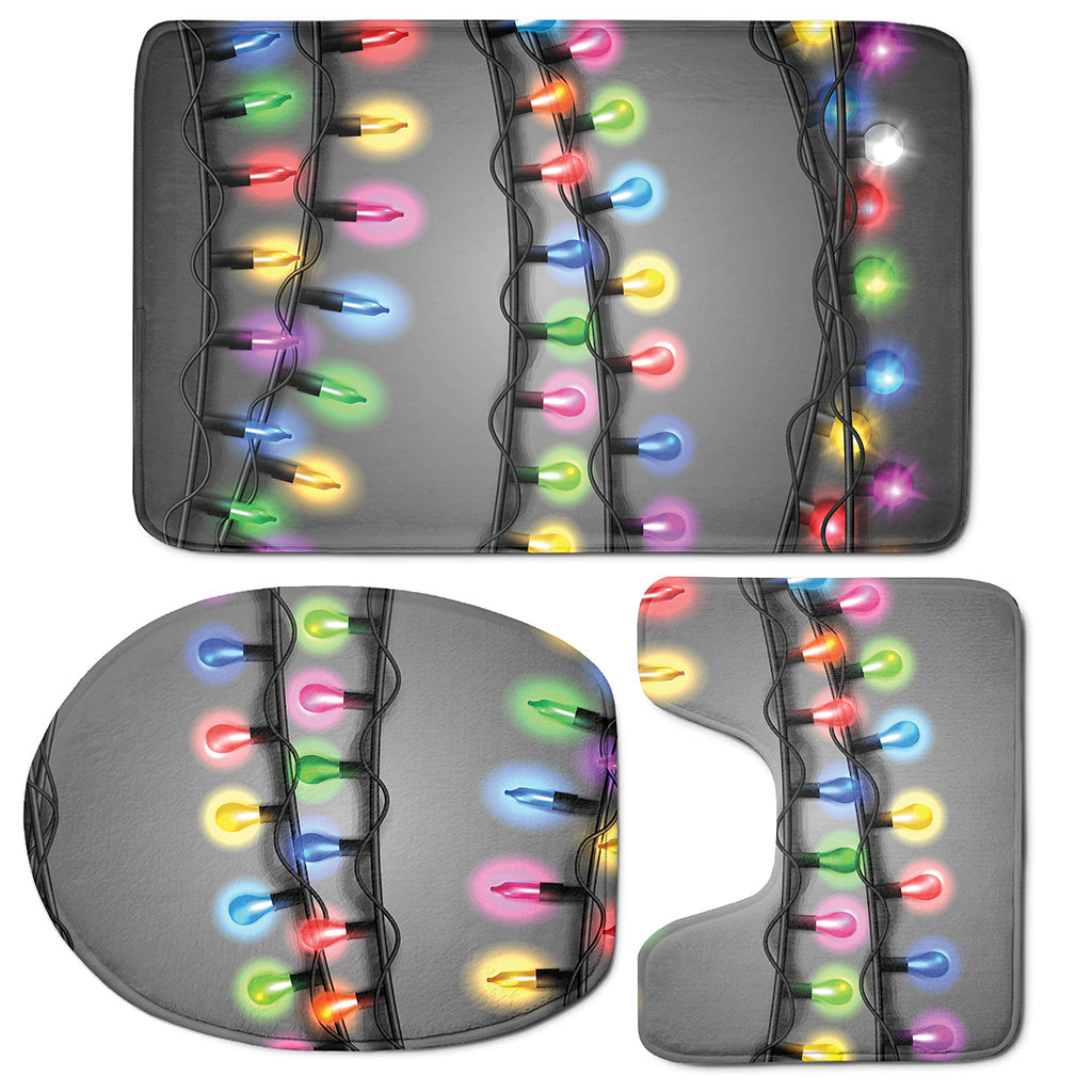 Christmas Holiday Lights Print 3 Piece Bath Mat Set