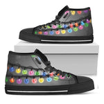 Christmas Holiday Lights Print Black High Top Shoes