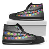 Christmas Holiday Lights Print Black High Top Shoes