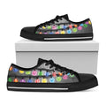 Christmas Holiday Lights Print Black Low Top Sneakers