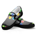 Christmas Holiday Lights Print Black Slip On Sneakers