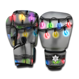 Christmas Holiday Lights Print Boxing Gloves