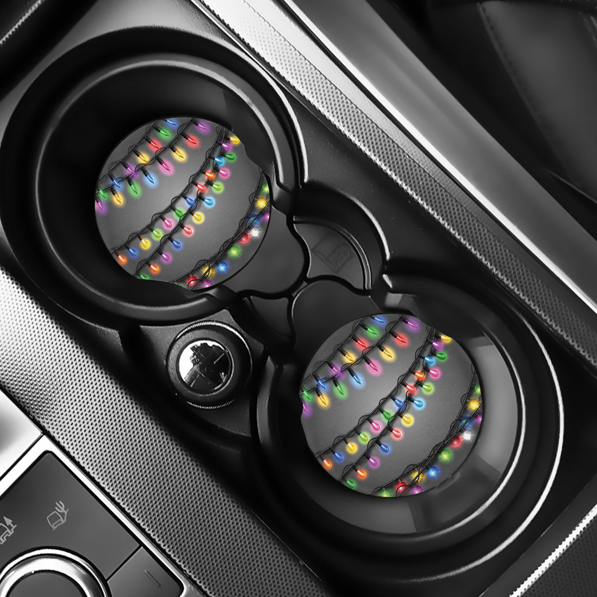 Christmas Holiday Lights Print Car Coasters