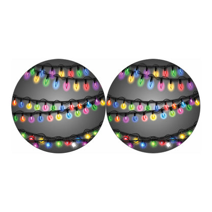 Christmas Holiday Lights Print Car Coasters