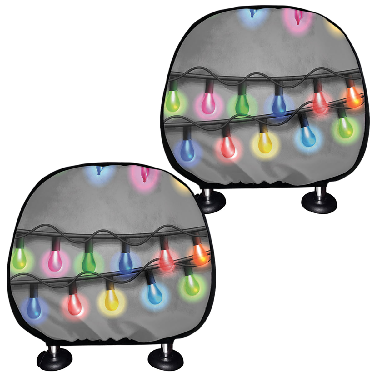 Christmas Holiday Lights Print Car Headrest Covers