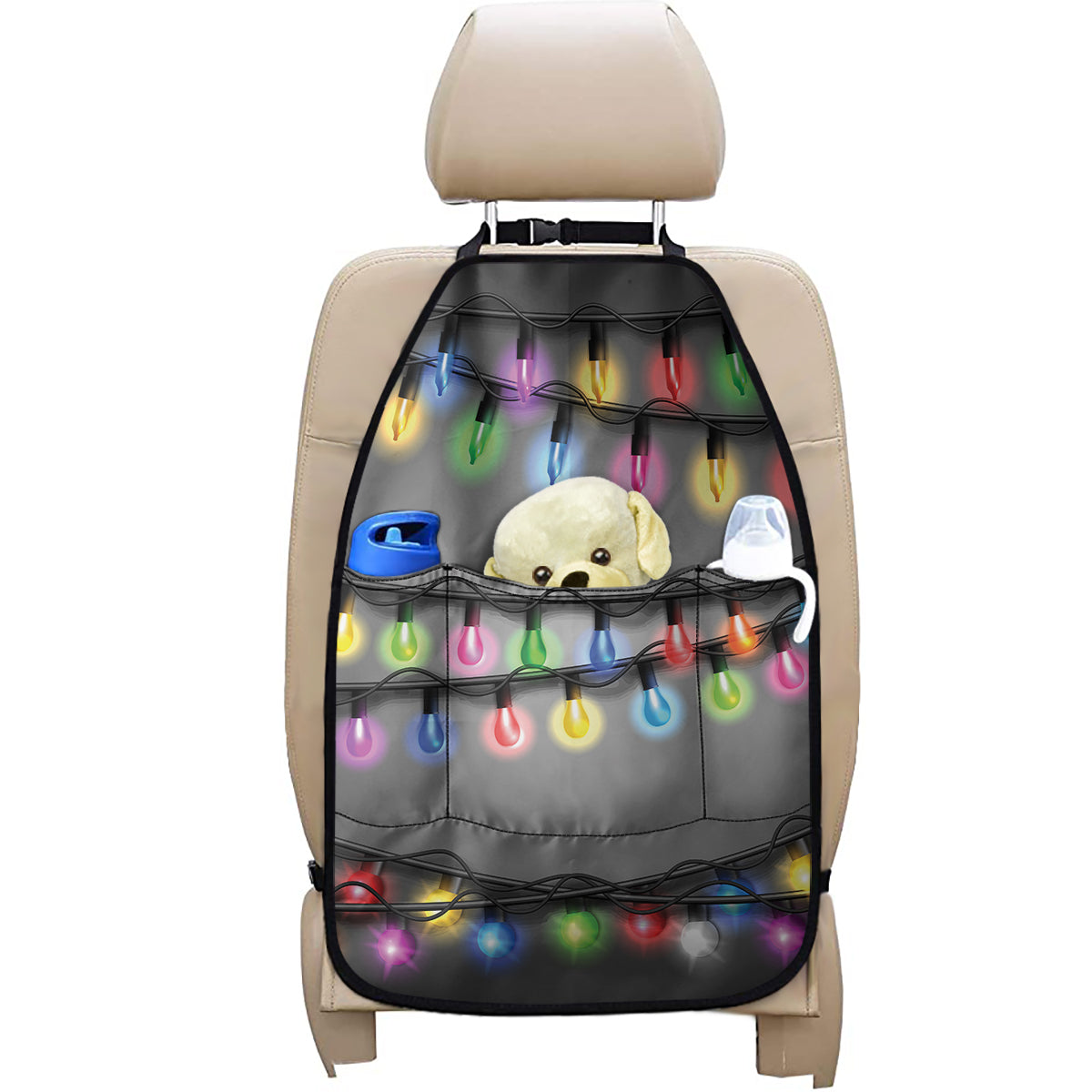 Christmas Holiday Lights Print Car Seat Organizers