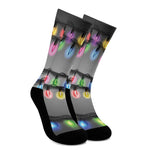 Christmas Holiday Lights Print Crew Socks