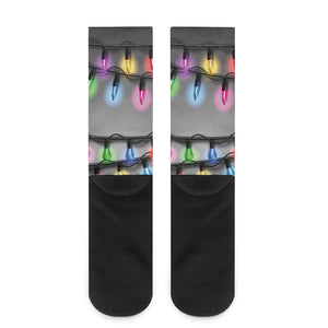 Christmas Holiday Lights Print Crew Socks