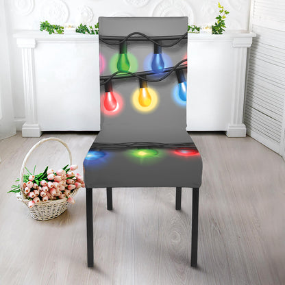 Christmas Holiday Lights Print Dining Chair Slipcover