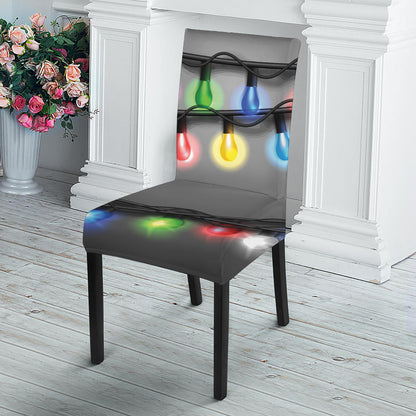 Christmas Holiday Lights Print Dining Chair Slipcover