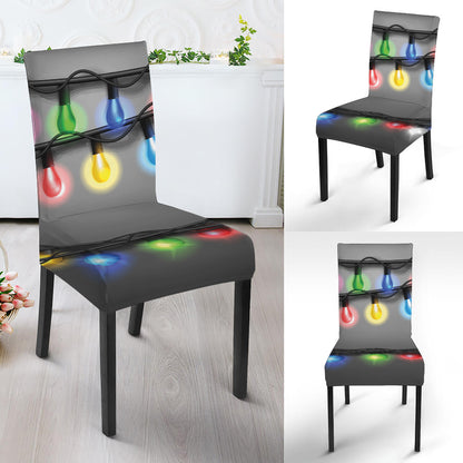 Christmas Holiday Lights Print Dining Chair Slipcover